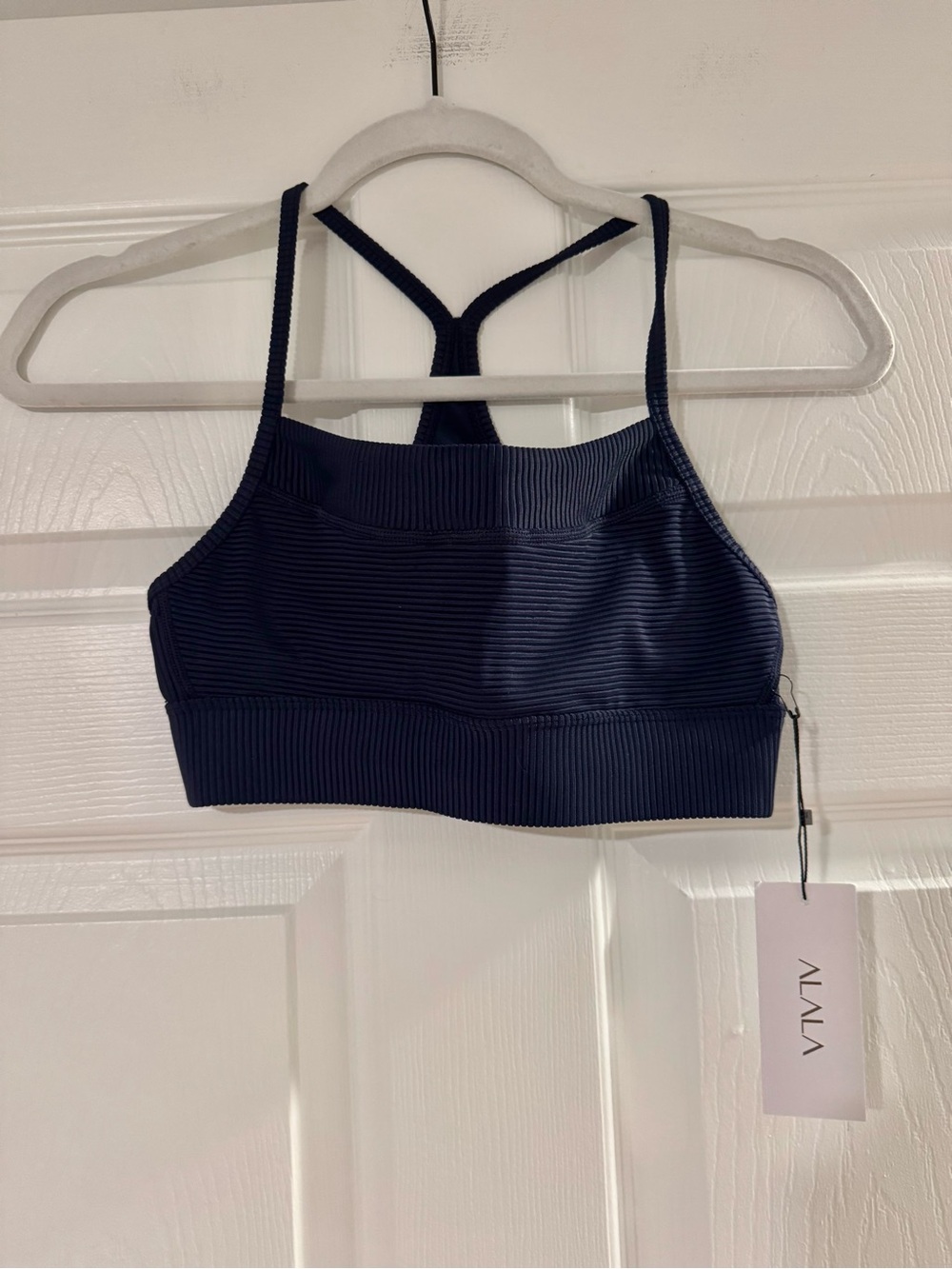 NWT Alala Raya Rib Sports Bra Navy Ribbed Racerback Size XS - Picture 3 of 6